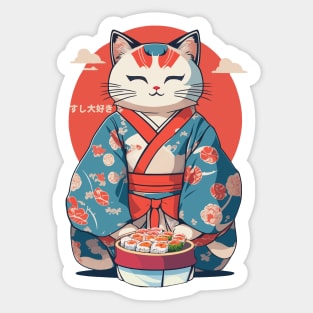 Cute Cat Sushi Daisuki Sticker